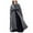 Grey, variant on UJNDER Hooded Long Women Cape Winter Casual Overcoat Fashion Button Cloak Wool Coat Coats for Women Blue XL