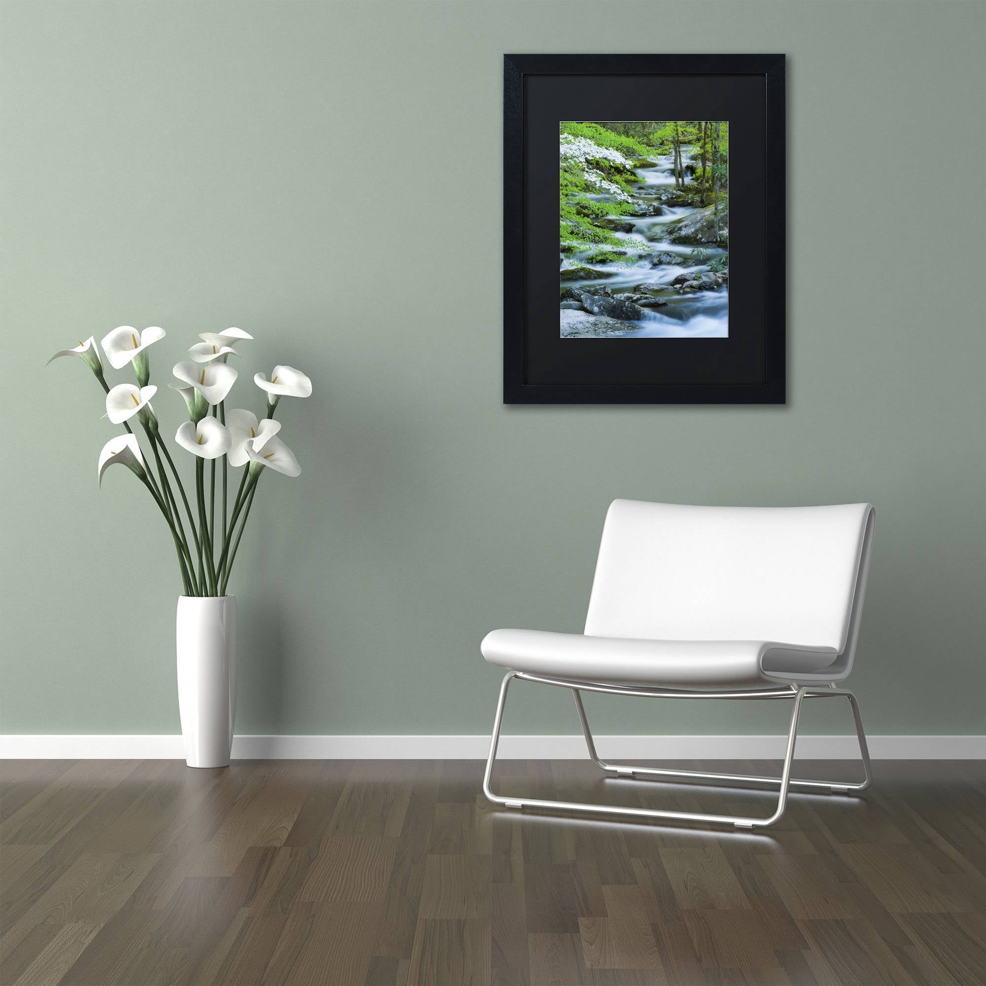 Trademark Fine Art "Flowering Dogwood" Canvas Art by Michael Blanchette Photography Black Matte, Black Frame