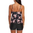 thumbnail image 3 of Trajes de baño Tankini Century Star 2024 para mujer, color negro y rosa, flor, 3 of 5