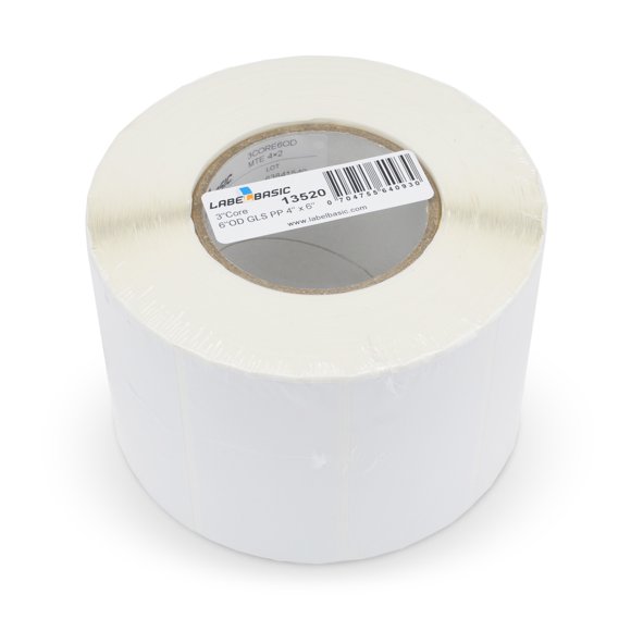 4" x 6" Glossy Polypropylene Inkjet Label Rolls 450 Labels Per Roll, 3 Inch Core, 6 Inch OD