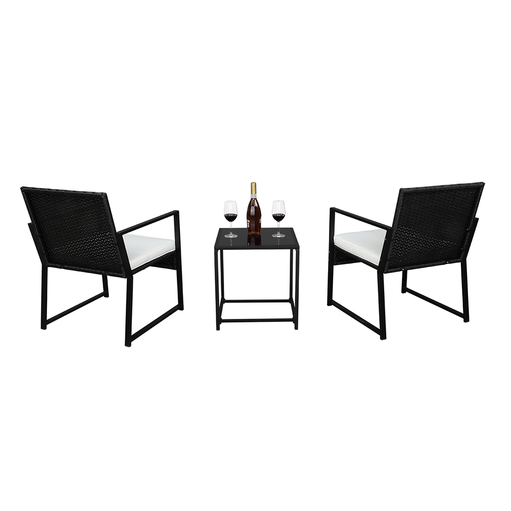 BTMWAY 3Piece Wicker Patio Furniture Set Cushioned PE Rattan Bistro Chairs Set, Outdoor Rattan Conversation Set with Coffee Table, Small Patio Cushioned Chairs and Table Set, A7144 - image 2 of 9