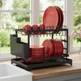 thumbnail image 3 of axGear Dish Rack Sink Rack Drain Strainer Basket 2 Tier Drying Kitchen Over the Sink with Drainboard and Utensil Holder, 3 of 7