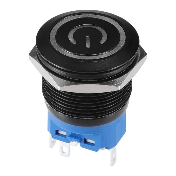 Unique Bargains 22mm Car Interior Momentary Push Button Switch Round Start Button SPST 1NO AC 12-24V Green Light