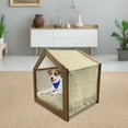 thumbnail image 3 of Geometric Pet House, Moire Rhombus-Like Wavy Stripes Geometric Background Vintage Pattern, Outdoor & Indoor Portable Dog Kennel with Pillow and Cover, 5 Sizes, Earth Yellow and White, by Ambesonne, 3 of 5