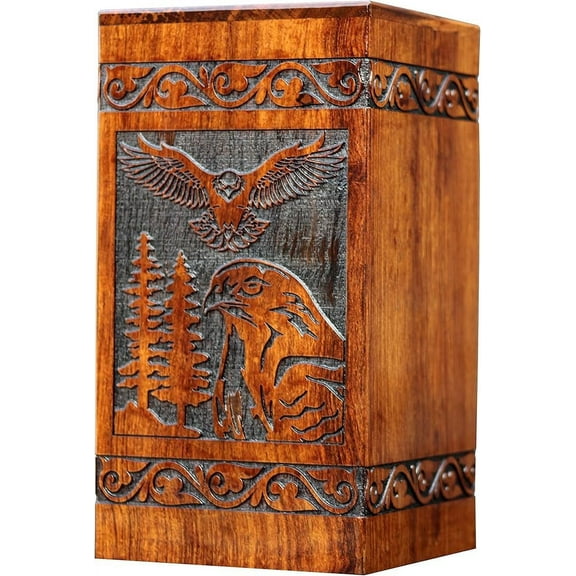 Lane Rosewood Cremation Urn Decorative Box Eagle Wooden Urn for Ashes, Engraved Border - Urn for Human Ashes Adult Male/Women, (L (11X6) 250 Cu/Inch)