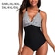 thumbnail image 2 of Wosthever Traje de baño a rayas para mujer, traje de baño con cuello en V, traje de baño elástico a la moda sin espalda, ropa de playa, traje Traje de baño L, 2 of 6