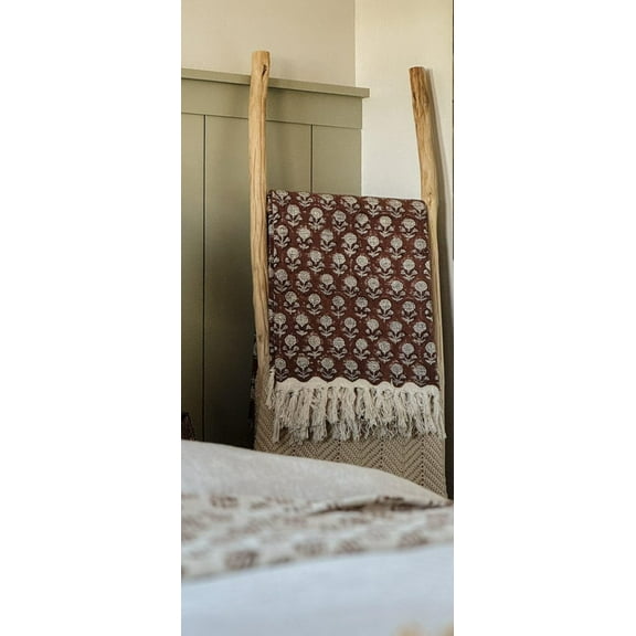Handmade Throw Handblock print Throw Cotton Throw Blanket Sofa Décor Room Décor Tassels Hand Loomed Block Print Cotton Twin, Queen size
