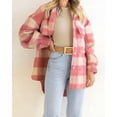 thumbnail image 3 of Winter Wool Coat Casual Plaid Flannel Shacket Jacket Oversized Button Down Long Sleeve Fall Shirt Jacket Coat Tops Jacket Women, 3 of 9