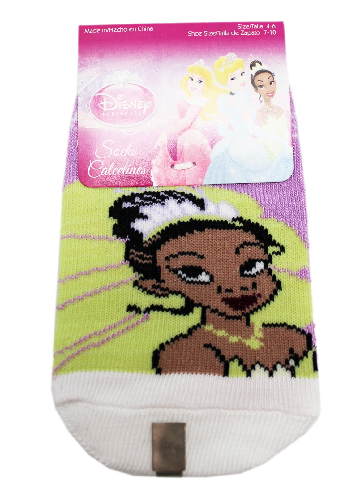 Disney's The Princess and the Frog White/Violet Small Kids Socks (Size