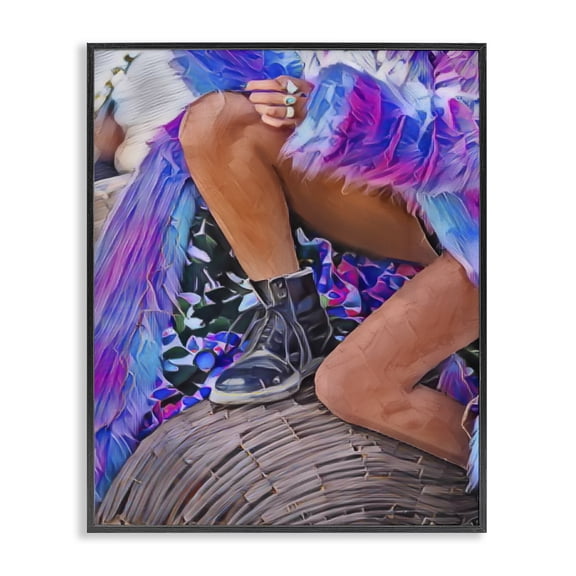 Purple Fur & Boots Black Framed Giclee Art, design by Jesse Keith