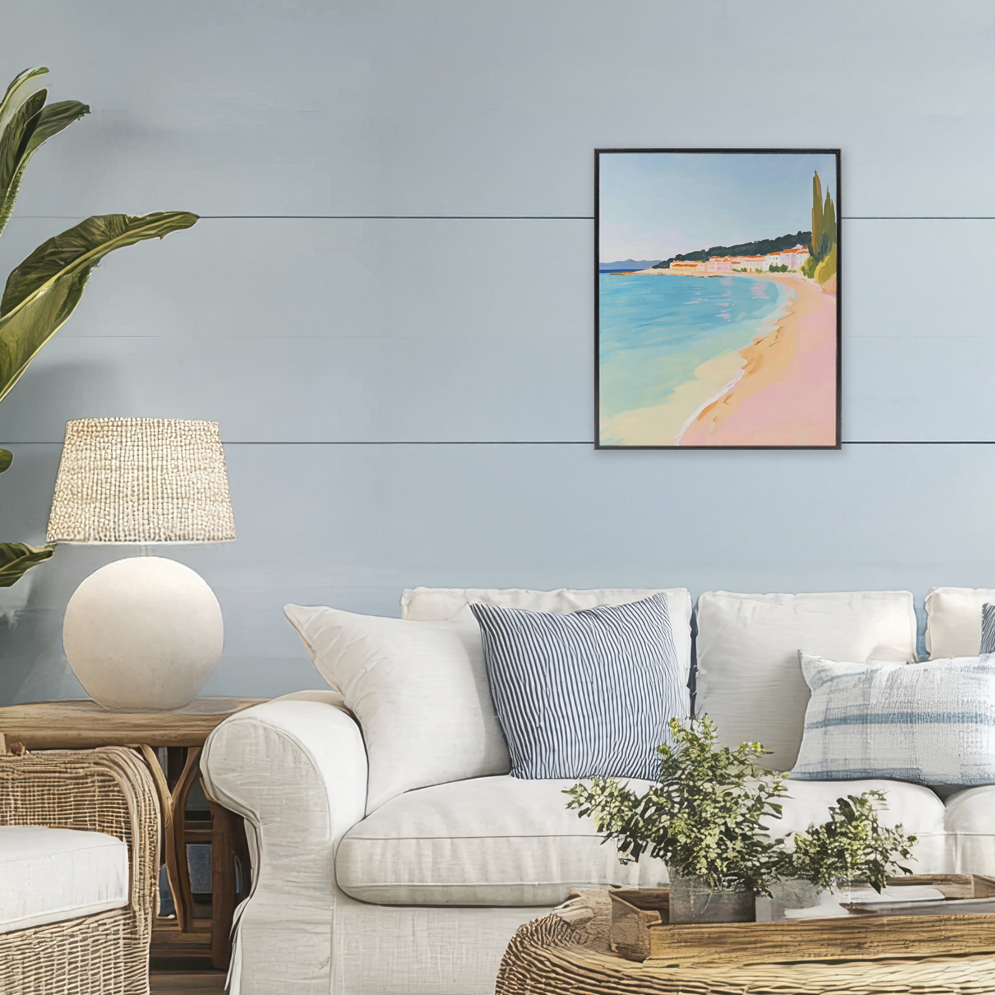 Stupell Industries Abstract Village By The Sea Black Framed Giclee Art, design by The Prints Vibe