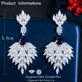 thumbnail image 6 of Dazzling White CZ Long Feather Dangling Drop Earrings for Women Costume Jewelry, 6 of 9