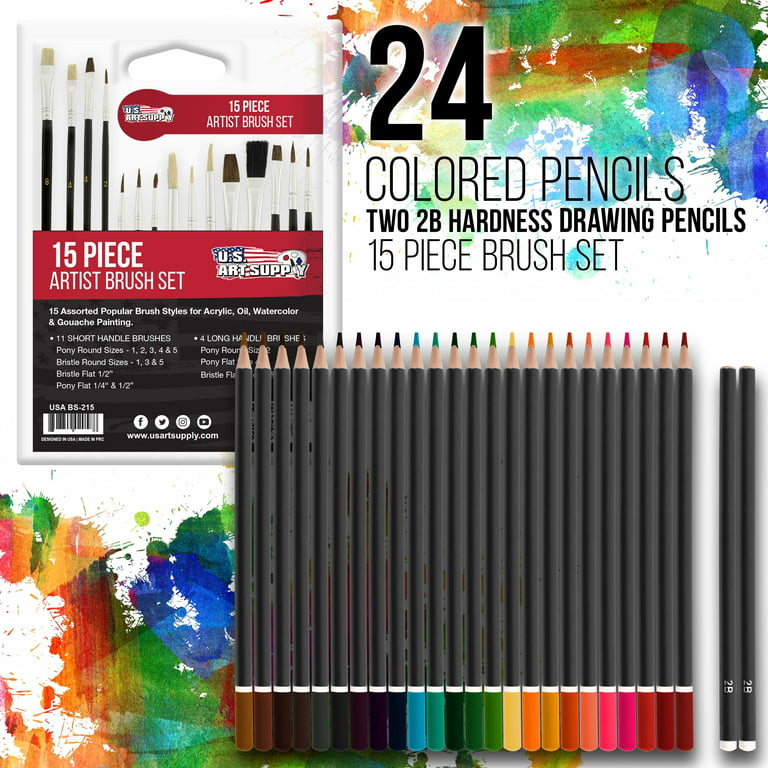 Color More 175 Piece Deluxe Art Set with 2 Drawing Pads Acrylic Paints Crayons Colored Pencils Set in Wooden Case Professional Art Kit for Adults Teen