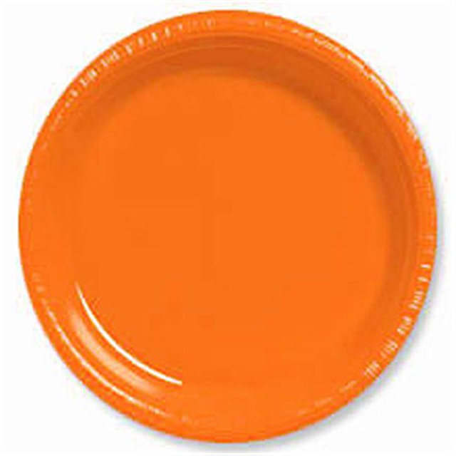 Plaques de Fête en Plastique Jetables de 7 Po - Orange&44; Lot de 20