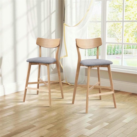 Demi Bonn 41" Counter Height Bar Stools Set of 2, Soft Upholstered Barstools with Back, Kitchen Island Countertop Chairs for Dining Room, Beige