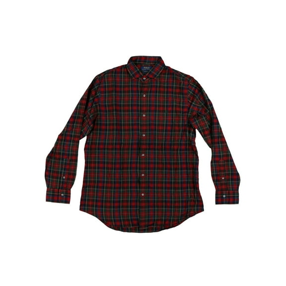 RALPH LAUREN Mens Red Plaid Long Sleeve Collared Button Down Shirt L
