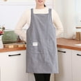 thumbnail image 4 of Hadanceo Cooking Apron Stripe Printing Front Pocket Sleeveless Kitchen Women Doing Housework Clothes Protector Apron, 4 of 8
