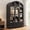 Black 3 Glass Doors, variant on 75" Tall Armoire Wardrobe Closet with Glass Door & LED Sensor Light, Arched Armoire Closet with Storage Drawers & Hanging Rod, 3 Doors Clothes Organizer Display Cabinet for Bedroom