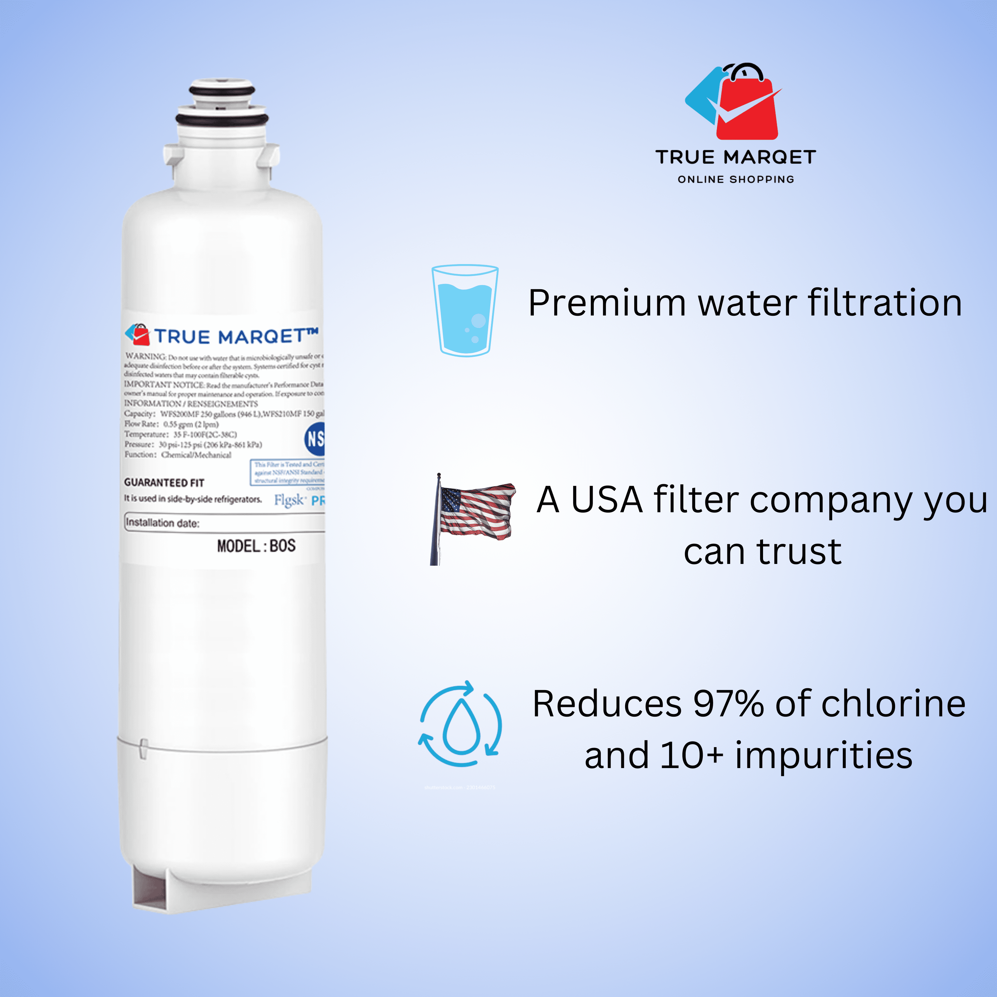 4 Pack Refrigerator Water Filter Replacement for Bosch Ultra Clarity Pro BORPLFTR50, BORPLFTR55, 12033030, 12028325, 11025825, 11032531, B36CT80SNS, B36CL80ENS, WFC100MF, WFS200MF, RA450022 New