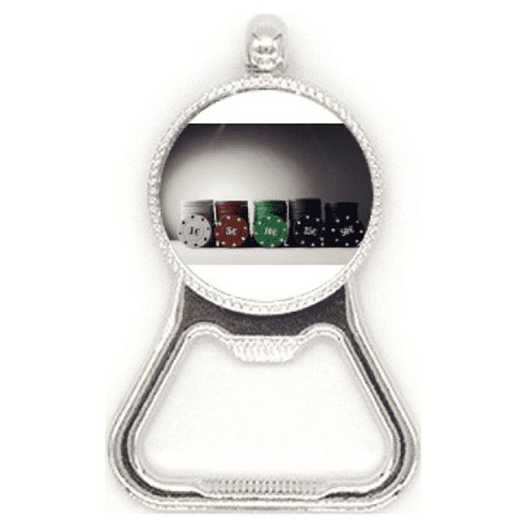 Chip Card Game Gambling Photo Metal Beer Bottle Cap Opener Duty Stainless Steel