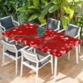 thumbnail image 2 of Valentine's Cardinal Table Cloths for 3 Foot Rectangle Tables, Red Love Heart Birds Branch Patio Waterproof Elastic Fitted Tablecloths, Washable Rectangular Table Cover for Camping, 2 of 8