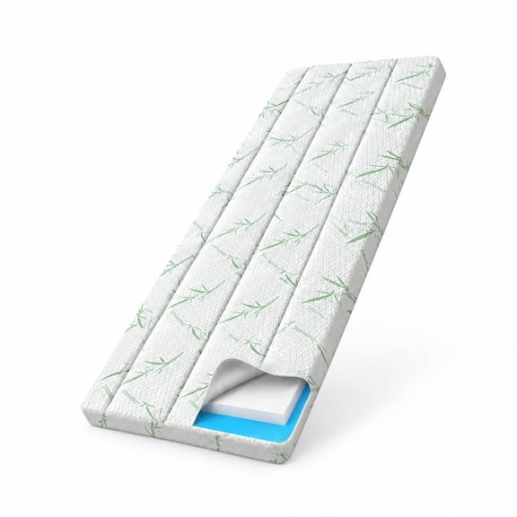 Alvantor Dual-Layer Mattress Topper with 2-Inch Gel Foam and 2-Inch Cooling Pillow Top, Medium Firm, Twin, 38.98 x 75.20 in