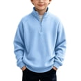 thumbnail image 2 of Bixock Toddler Boys Half Zip Sweatshirts Long Sleeve Tops Crew Neck Pullover Top Solid Color Casual Sweatshirt Warm Soft Breathable Daily Wear Boys Clothings, 2 of 7