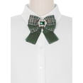 thumbnail image 4 of INSPIRE CHIC Women's Plaid Necktie Bowtie Lace Brooch Checked Pins Bow Tie Green, 4 of 4
