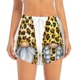 thumbnail image 2 of Gukieu Leopard Gnomes Print Women's Sports Shorts with Drawstring Elastic Waistband for Running, Yoga, Fitness-Large, 2 of 7