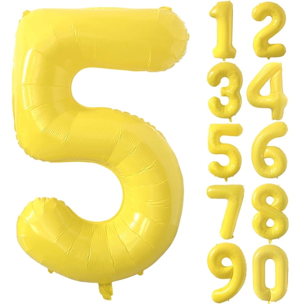 Globo Yeodong número 5 amarillo de 1 m para fiesta de quinto cumpleaños