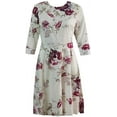 thumbnail image 4 of Women's Floral Printed Tunic Flared Midi Dress Round Neck Party Cocktail Dresses, 4 of 6