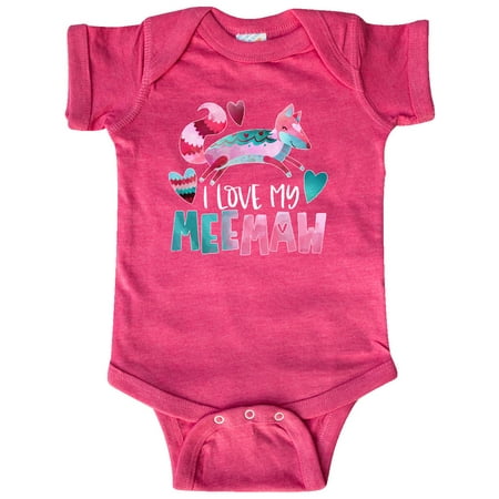 

Inktastic I Love My Meemaw Pink and Blue Fox with Hearts Gift Baby Boy or Baby Girl Bodysuit