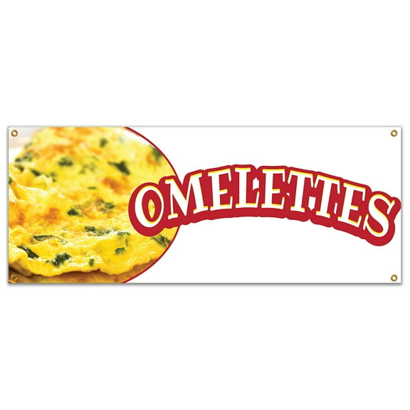SignMission B-Omelettes19 48 in. Omelettes Banner with Concession Stand Food Truck Single Sided