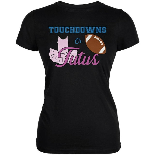 Gender Reveal Touchdowns or Tutus Ballerina Football Juniors Soft T Shirt