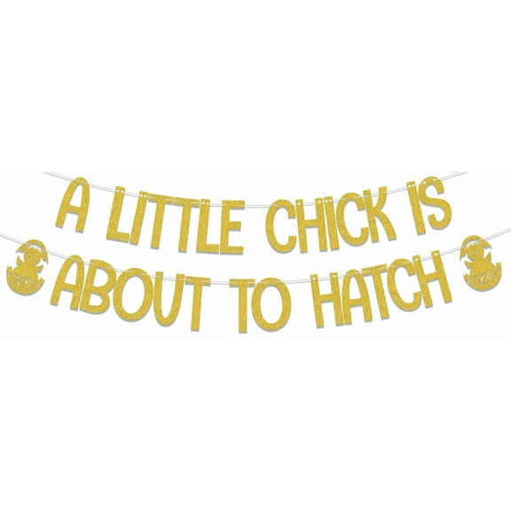 A Little Chick Is About To Hatch Banner, Farm Themed Baby Shower Decorations, Welcome Newborn Baby, Chick Themed 1st Birthday Party Decor Supplies Gold
