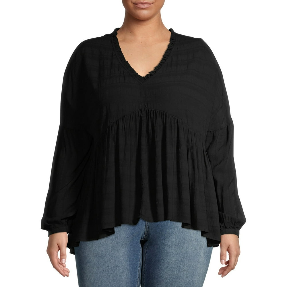 Time and Tru - Time and Tru Women's Plus Size Long Sleeve Peasant Top ...