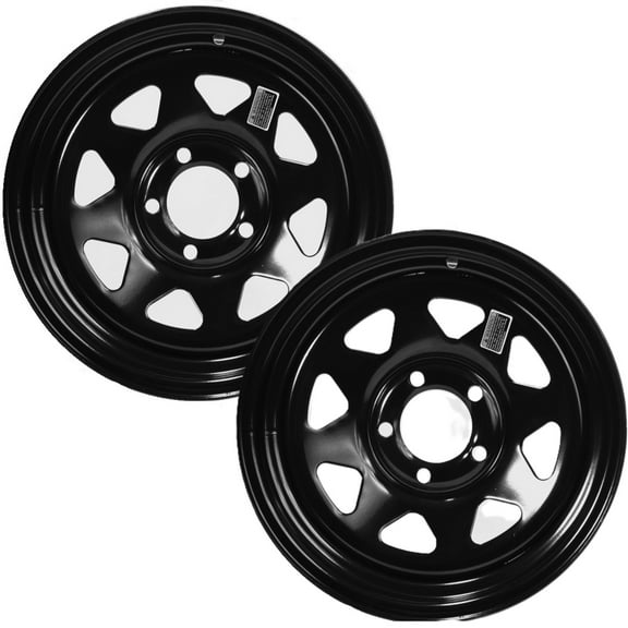 eCustomrim 2-Pack Trailer Wheels 14X5.5 14" Black Spoke Rim 5 Lug On 4.5" Center