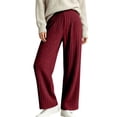 thumbnail image 4 of Njagoc3 Pants for Women | High Waist Drawstring Wide Leg Trousers with Ribbed Detail | Relaxed Loose Fit for Fall Casual Daily Wear & Relaxed Activities，Wine，M, 4 of 6