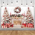 thumbnail image 5 of FYHALE Hanging Christmas Background Cloth, Red Christmas Tree, Fireplace, Winter, Christmas, Photo Backdrop, Family, Children, Christmas Party, Decoration, Photo Booth Props (59x70.8 inches), 5 of 6