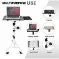 thumbnail image 4 of Projector Stand 29.5 to 71 Inch Adjustable Tripod 2 Shelves Portable Laptop Cart w Phone Holder, 4 of 5