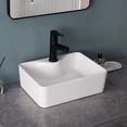 thumbnail image 5 of 15.75" Modern White Rectangular Smooth Ceramic Bathroom Basin Sink With Pop-up Drainer, 5 of 14