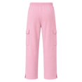 thumbnail image 6 of Gtoiithly Mens Solid Cargo Jogger Pants, Elastic Drawstring Waist Loose Wide Leg Sweatpants, Multi Pocket Casual Street Fashion Long Trousers Pink XL, 6 of 8