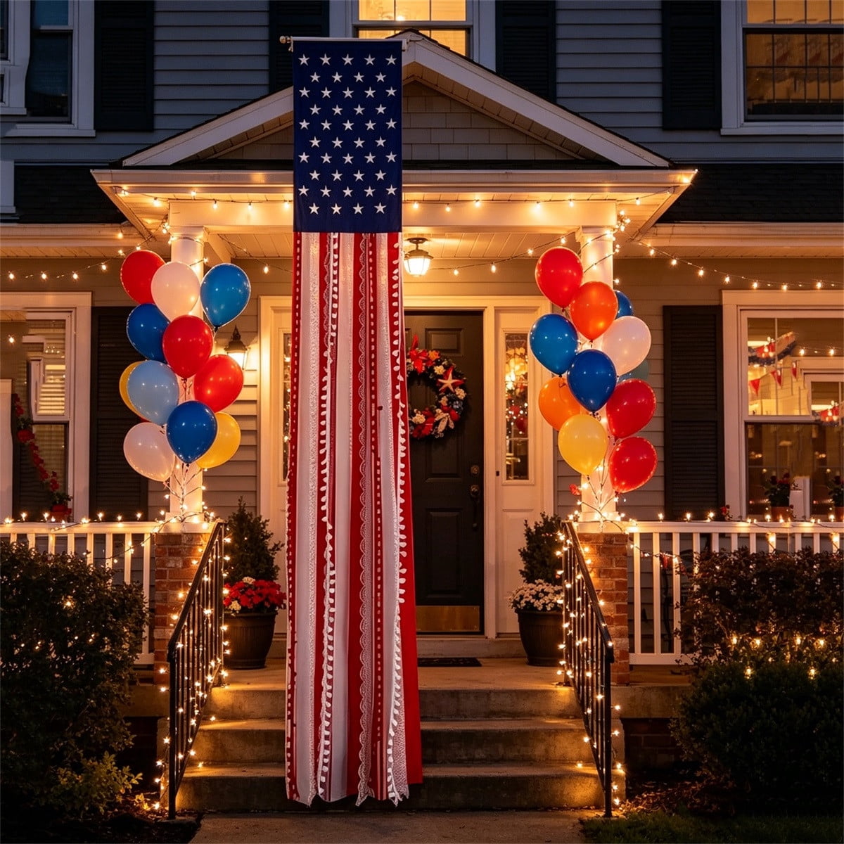 BZPIZ 4th of July Decorations, Red/White/Blue Rag American Flag Banner Patriotic Garden Flag Independence Day Decor for Home Party Indoor Yard Porch Memorial Day Decorations
