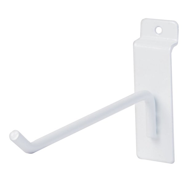 6 inch White Peg Hook for Slatwall Pack of 50