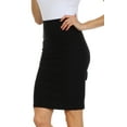 thumbnail image 3 of Sakkas High Waist Stretch Pencil Skirt with Rear Bow Accent - Black - X-Large, 3 of 4