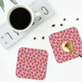 thumbnail image 4 of Rateoe Strawberry Drawing Drink Coasters Set of 4 Leather Coasters Spill Protection for Table Desk,Durable and Non Slip Leather Coaster ,4 Inches Drink Mats-Square, 4 of 6