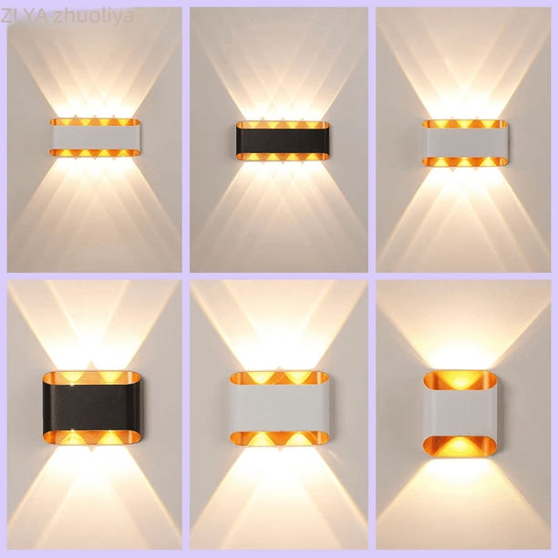 Lámpara de pared exterior LED que ilumina hacia arriba y hacia abajo la pared exterior de la villa, el patio, la valla, el poste de la puerta, la lámpara de pared impermeable de doble cabeza