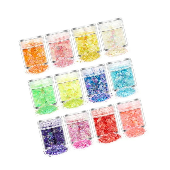 Xingzhi 12 Color Luminous Nail Glitter Glow in The Dark Glitter Holographic Chunky Glitter for Craft and Party Decoration Type 1