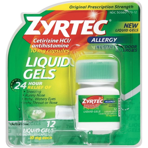 Zyrtec Allergy 10 mg Liquid Gels 12 ea (Pack of 2) - Walmart.com ...