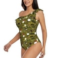 thumbnail image 2 of Easygdp Gnomes Playing in the Garden Women's One Shoulder Ruffle Monokini Bathing Suits with Removable Chest Pad, Quick Drying - Small, 2 of 8